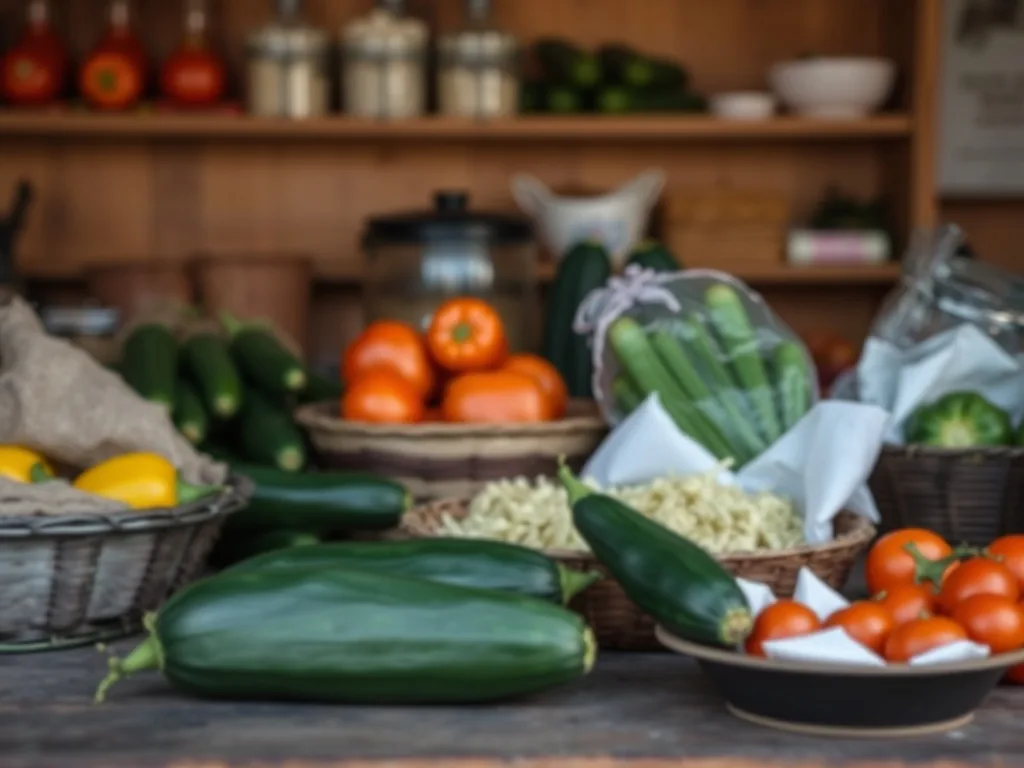 Dix préparations à base de courgettes disposées sur un plan en bois : rondelles dorées, farcis au four, spaghettis de courgettes, velouté vert, tarte fine.
