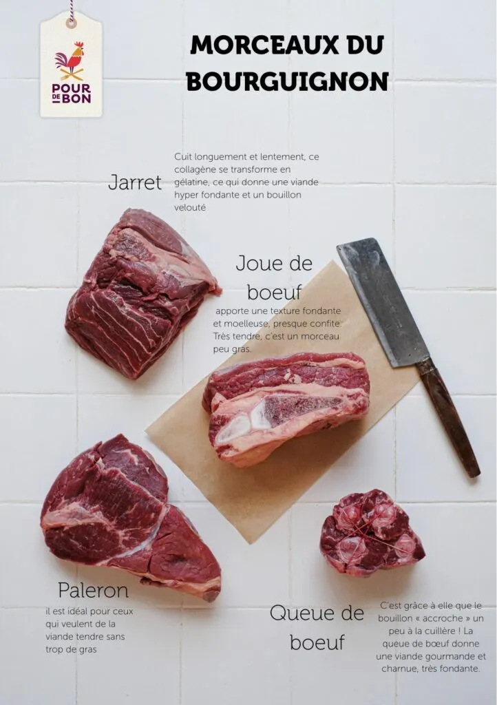 Cocotte ouverte contenant des cubes de viande brunis, carottes, oignon et un bouillon sombre réduit