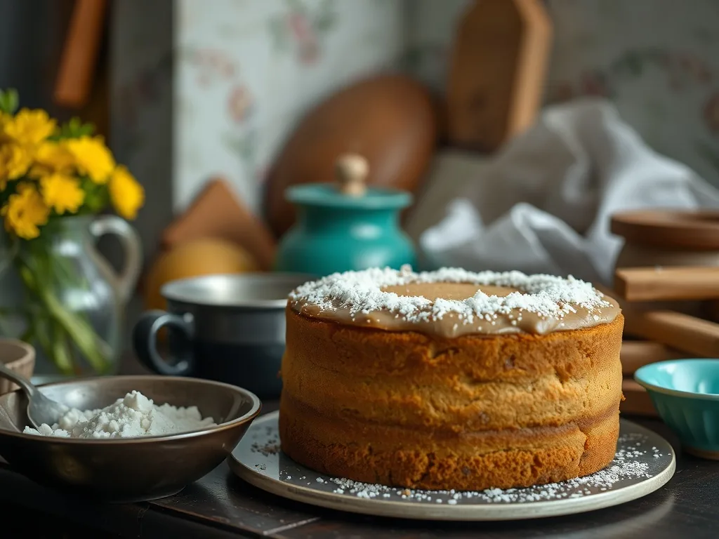 Tranche de cake au thon sans œuf, mie serrée et humide, avec des morceaux de thon et d'olives vertes visibles, posée sur une planche en bois.