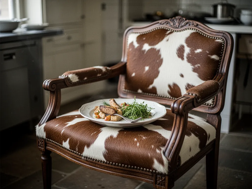 Deux pieds de veau entiers cuits, posés dans une cocotte en fonte avec une sauce gribiche à côté et quelques câpres.